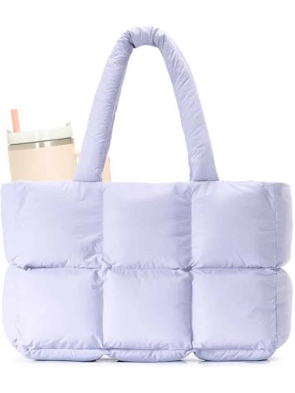 Quilted Puffer Tote Bag Nylon Shoulder Handbag Laptop 15.6 Inch